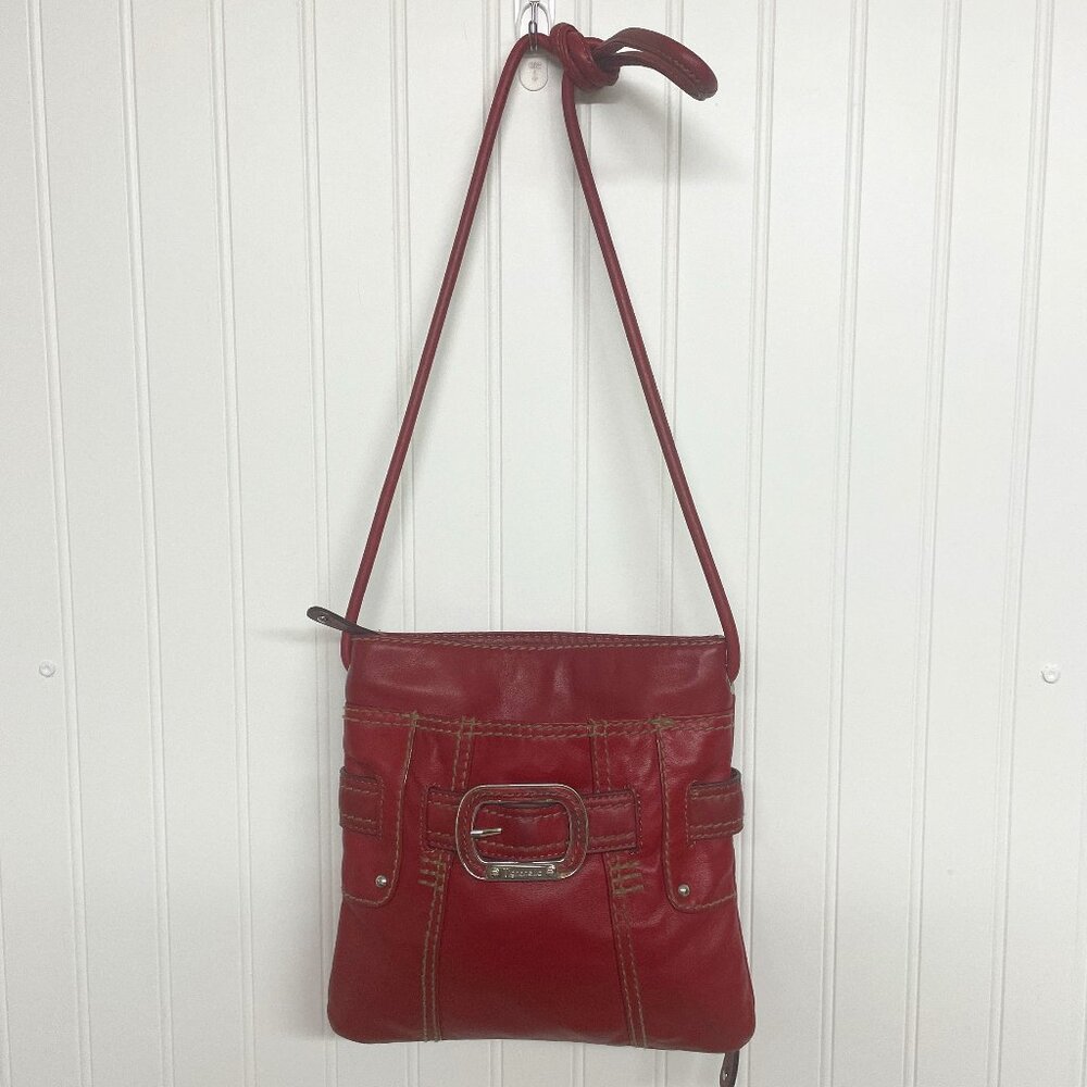 Vtg Tignanello Red Leather Crossbody Purse Women’s Bag Classic Everyday Style